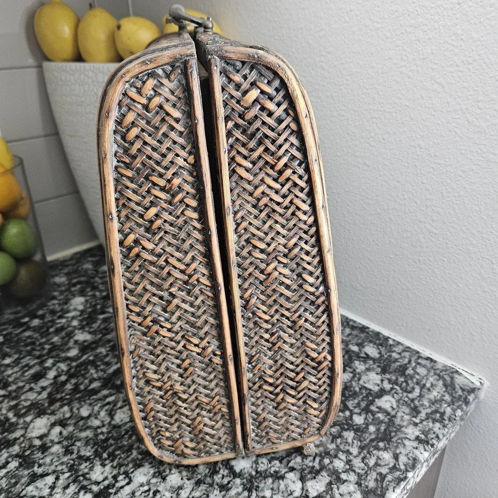 Woven Wicker Basket Purse Handbag Top Handle Vintage Style Decorative‎ accent